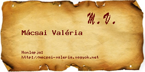 Mácsai Valéria névjegykártya